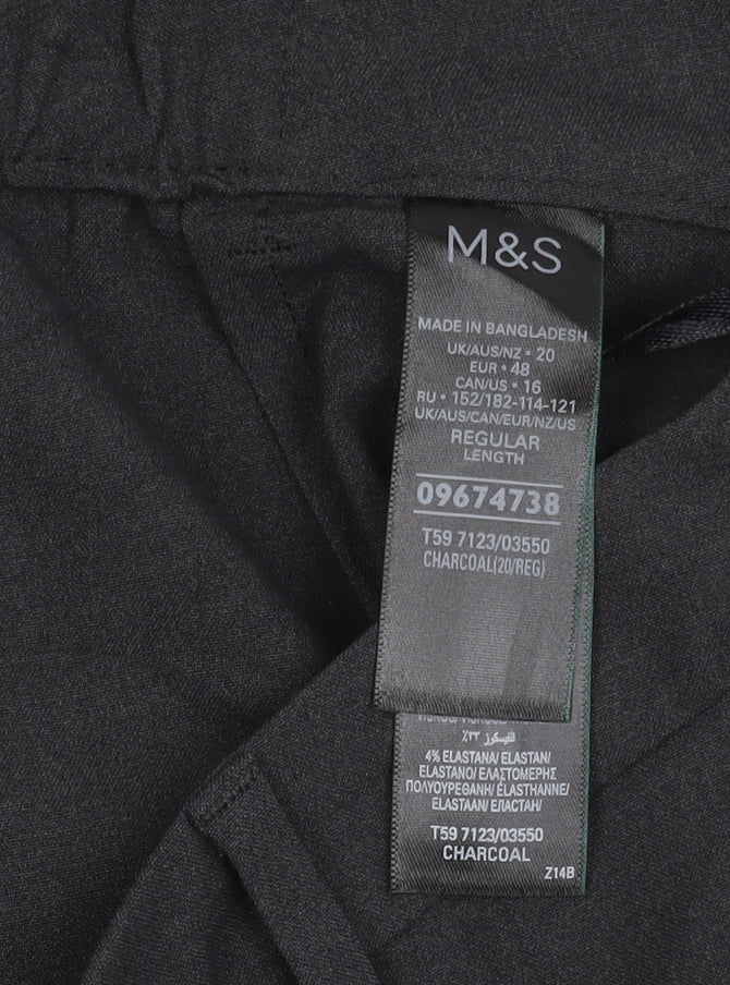 Marks and Spencer Mens Charcoal Grey Regular Fit Dress Pants Size 20