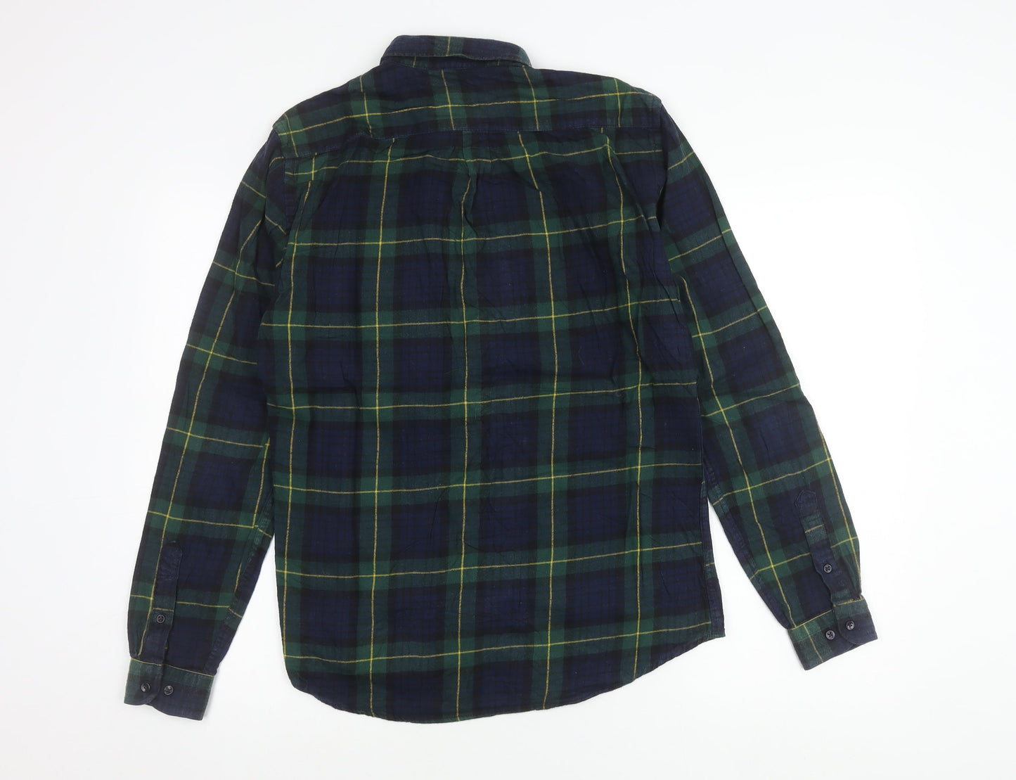 Zara Men’s Blue Green Plaid Button-Up Shirt Size S Relaxed Fit