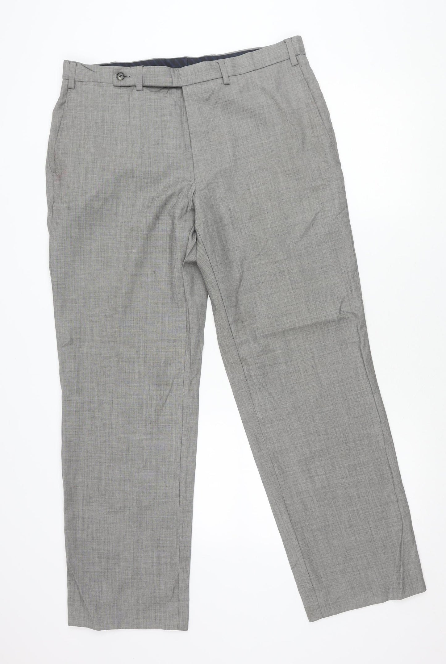 Marks and Spencer Men’s Grey Wool Silk Blend Dress Trousers 36W 31L