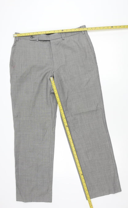 Marks and Spencer Men’s Grey Wool Silk Blend Dress Trousers 36W 31L