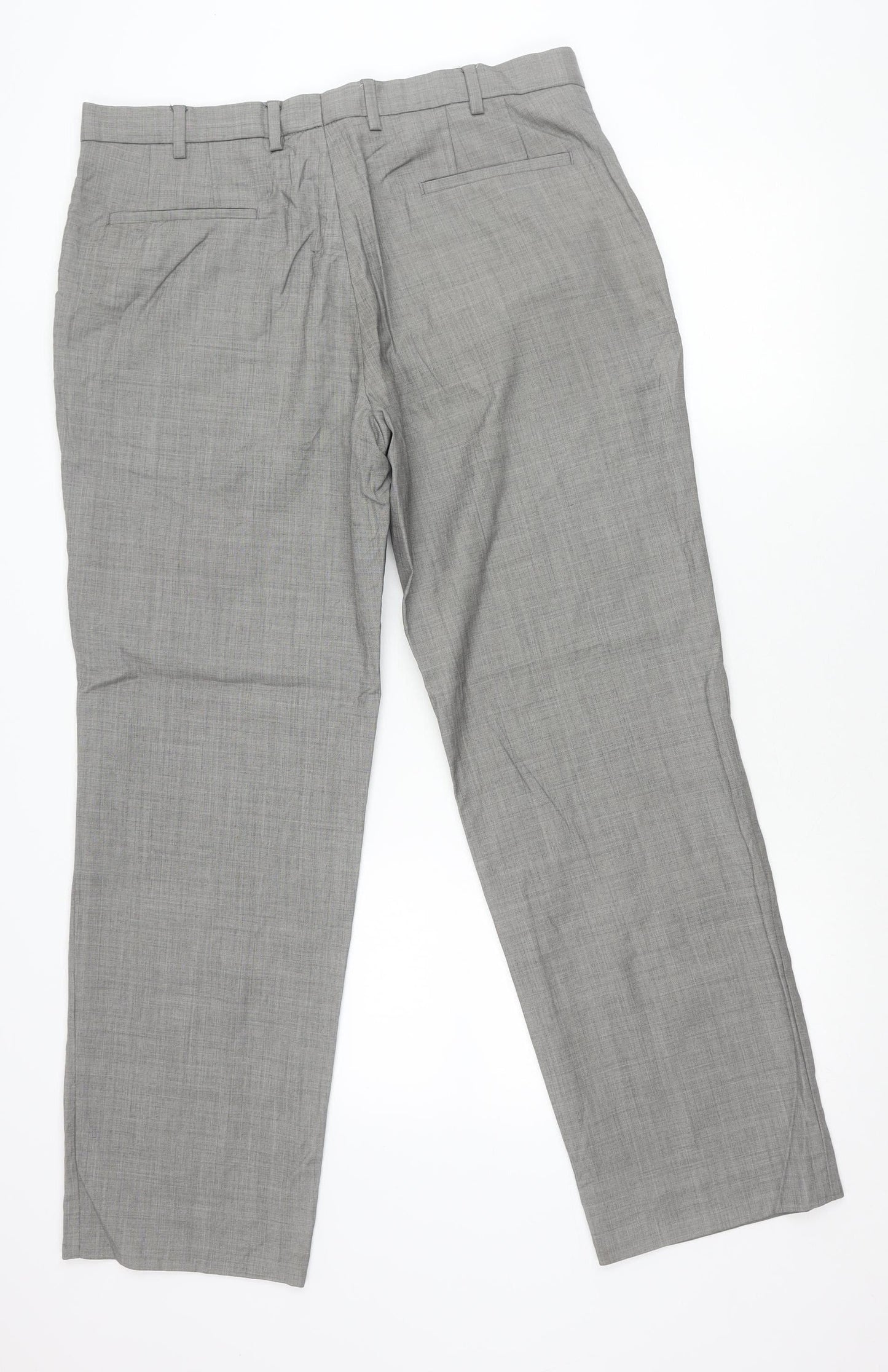 Marks and Spencer Men’s Grey Wool Silk Blend Dress Trousers 36W 31L