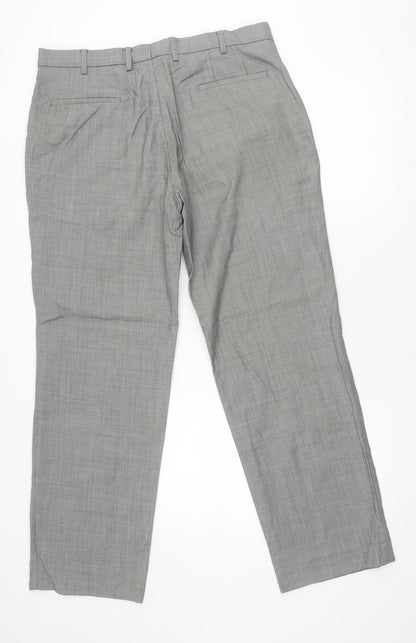 Marks and Spencer Men’s Grey Wool Silk Blend Dress Trousers 36W 31L