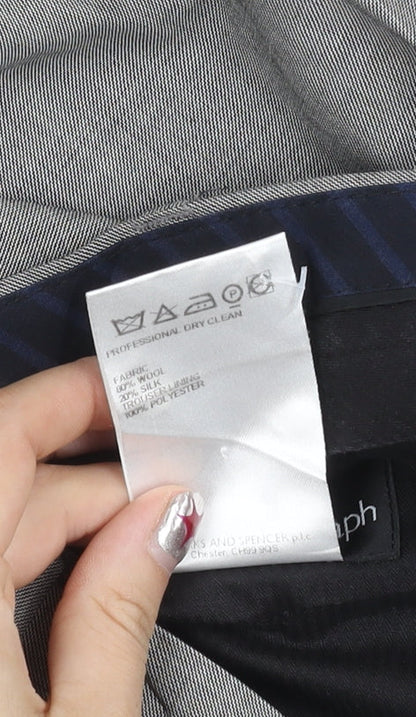 Marks and Spencer Men’s Grey Wool Silk Blend Dress Trousers 36W 31L