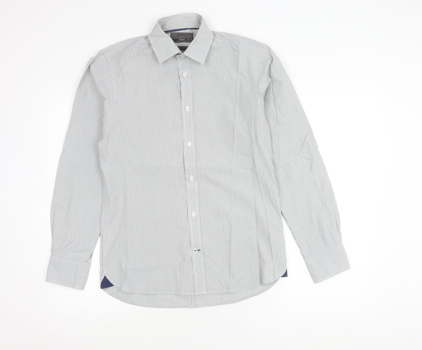 Burton Menswear Men’s Grey Striped Slim Fit Button-Up Shirt S