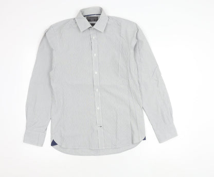Burton Menswear Men’s Grey Striped Slim Fit Button-Up Shirt S