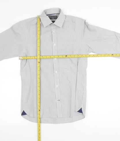 Burton Menswear Men’s Grey Striped Slim Fit Button-Up Shirt S