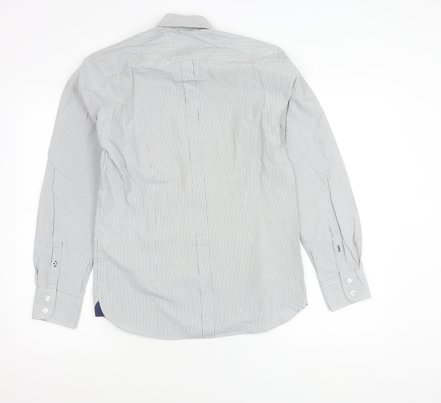 Burton Menswear Men’s Grey Striped Slim Fit Button-Up Shirt S