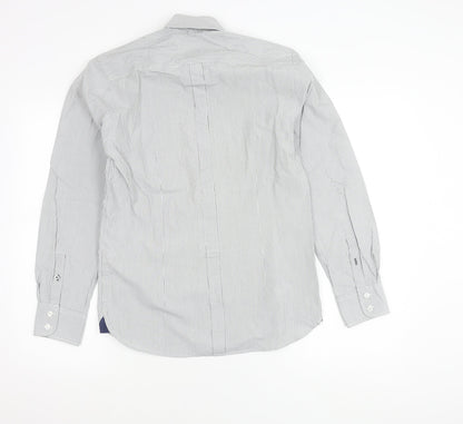 Burton Menswear Men’s Grey Striped Slim Fit Button-Up Shirt S