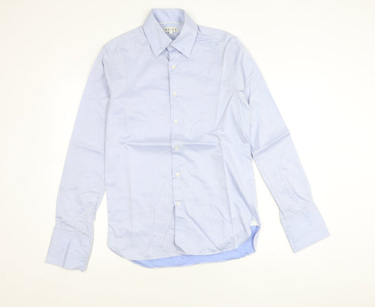 Reiss Men's Blue Slim Fit Long Sleeve Cotton Dress Shirt Size S
