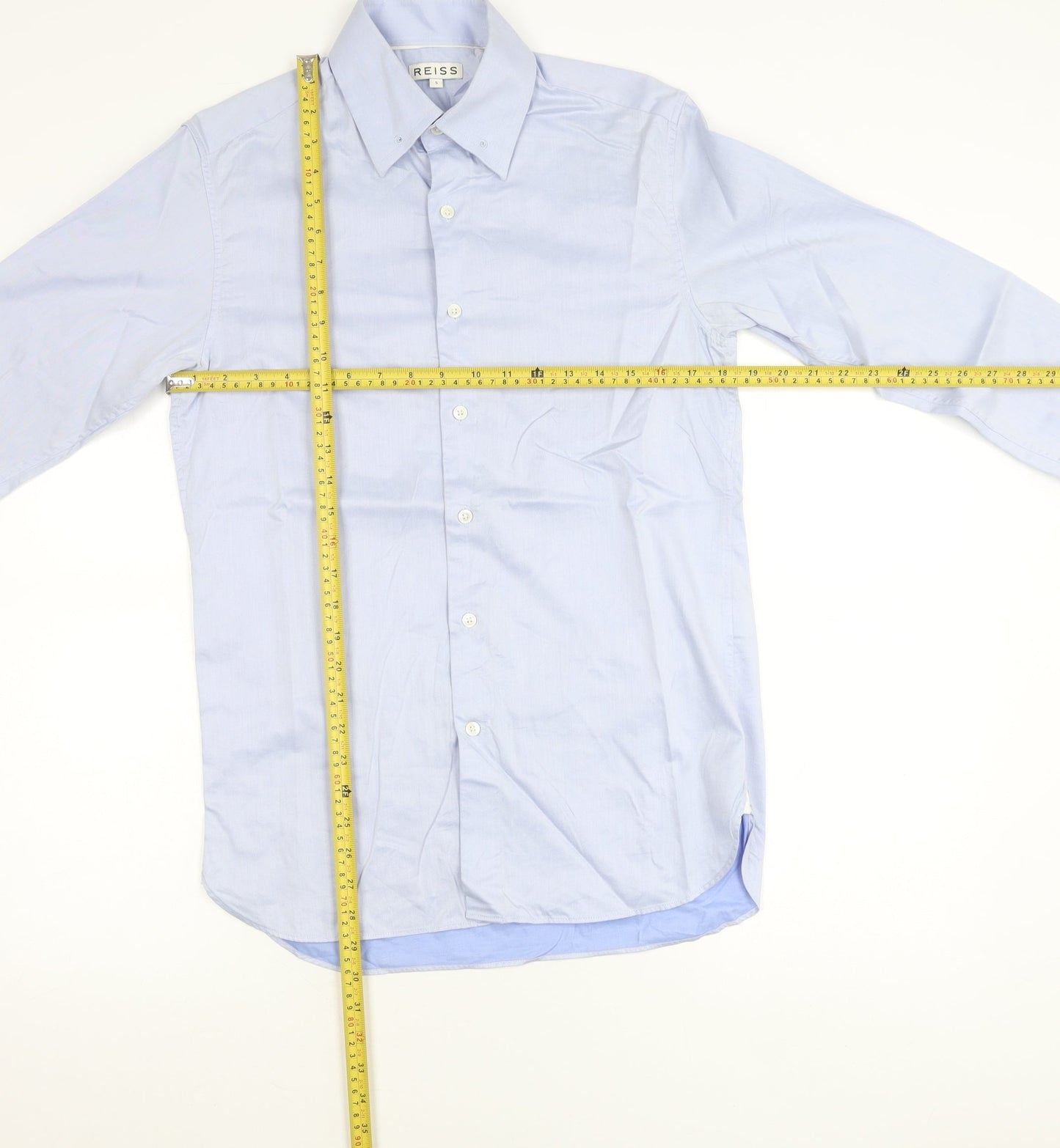 Reiss Men's Blue Slim Fit Long Sleeve Cotton Dress Shirt Size S