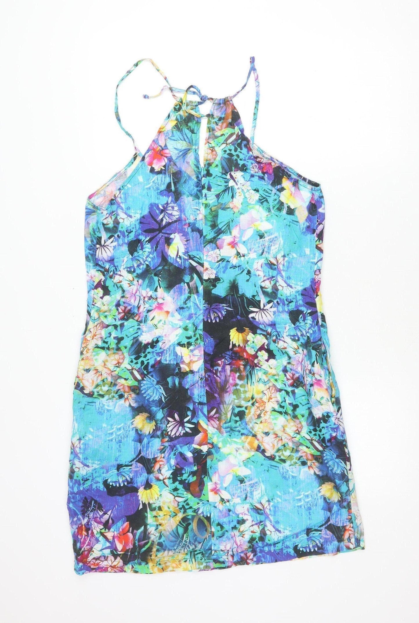 Jimmy Key Womens Multicoloured Floral Linen Slip Dress S