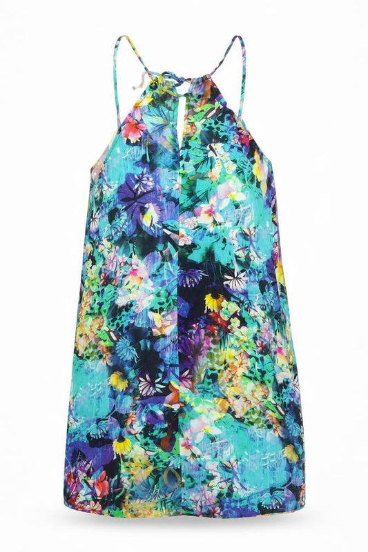 Jimmy Key Womens Multicoloured Floral Linen Slip Dress S