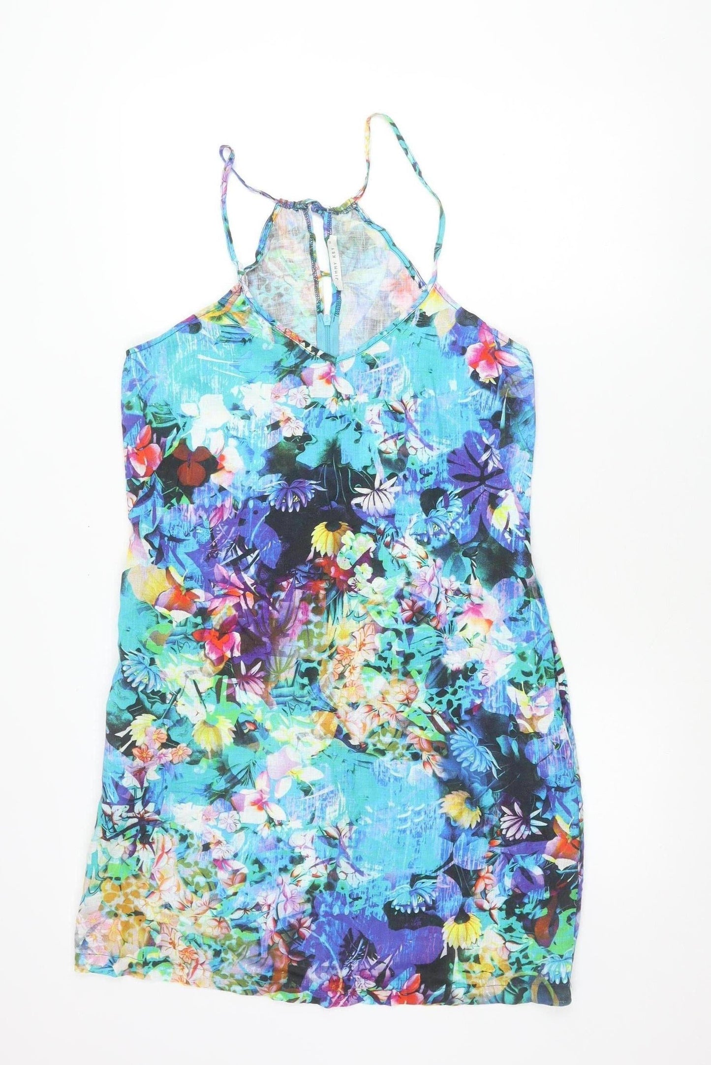 Jimmy Key Womens Multicoloured Floral Linen Slip Dress S
