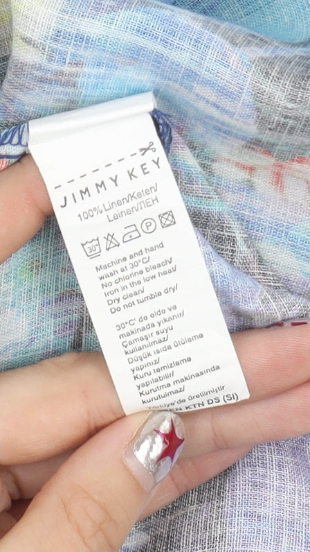 Jimmy Key Womens Multicoloured Floral Linen Slip Dress S