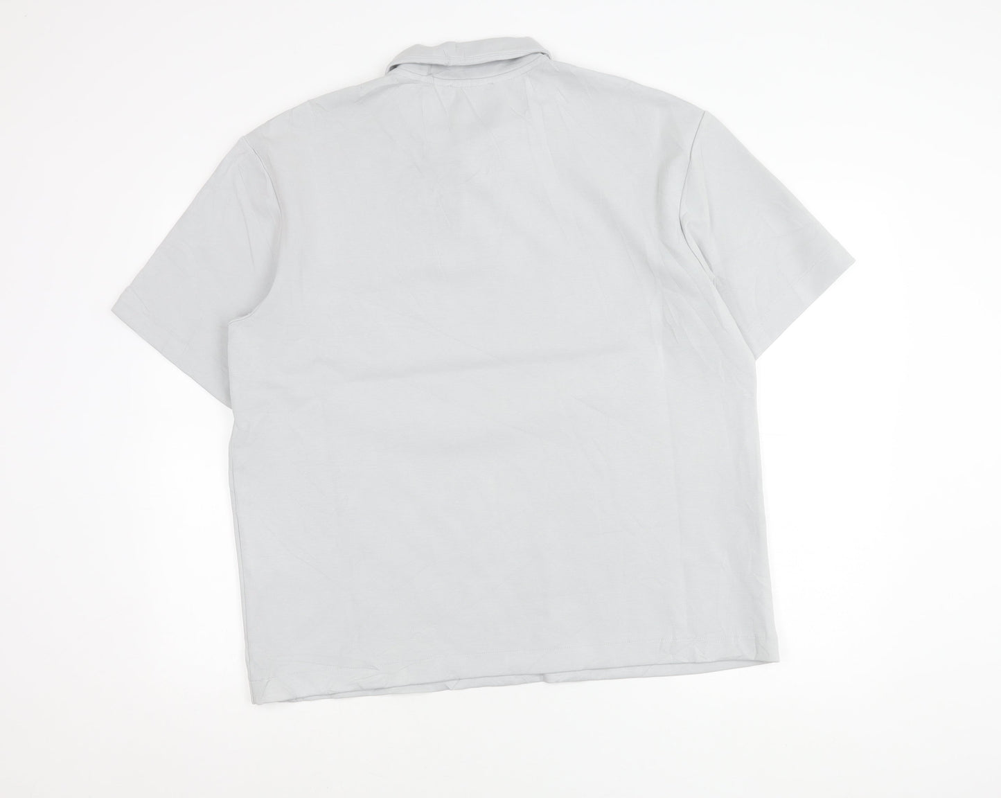 Zara Men’s Grey Polo Shirt Size L Regular Fit Short Sleeve