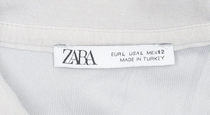 Zara Men’s Grey Polo Shirt Size L Regular Fit Short Sleeve