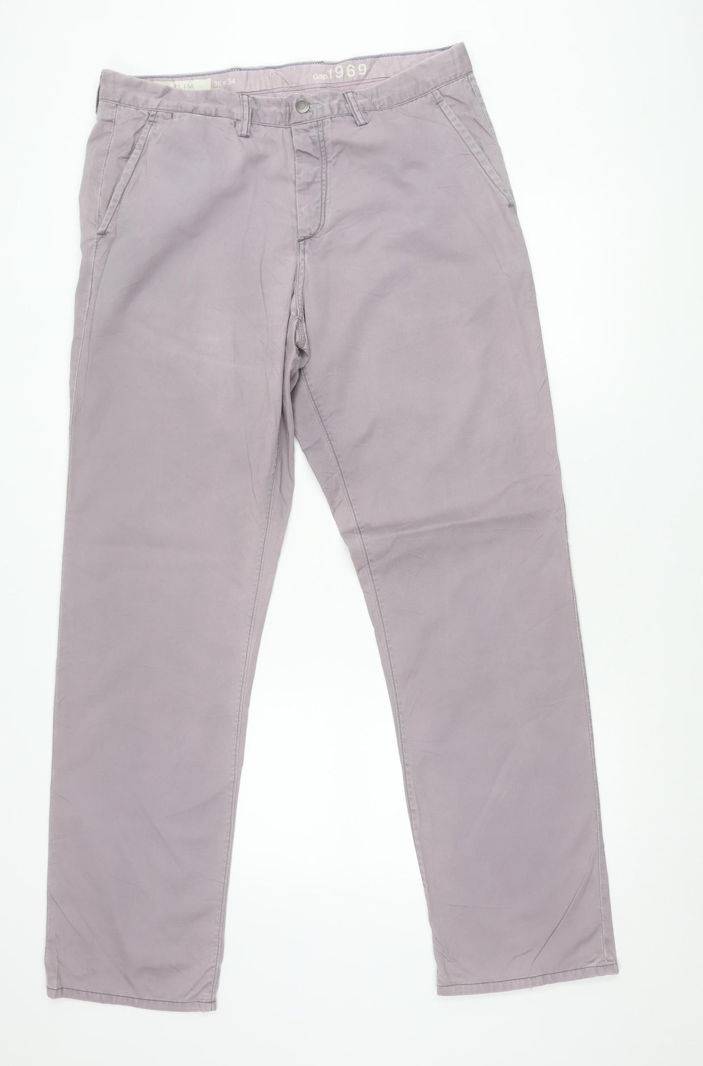 Gap Men’s Purple Slim Fit Chino Trousers 36x34 Cotton
