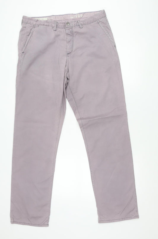 Gap Men’s Purple Slim Fit Chino Trousers 36x34 Cotton