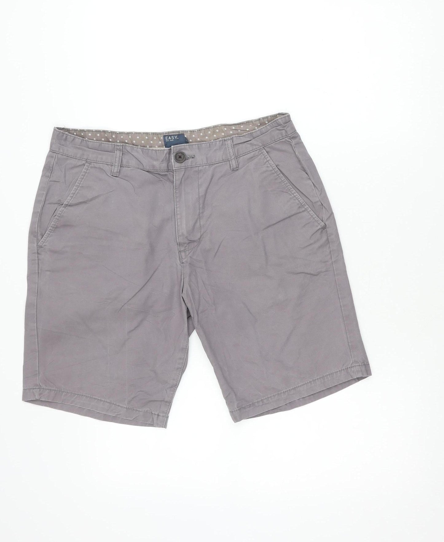 EASY Men’s Grey Chino Shorts Size 32 W Cotton Casual Summer