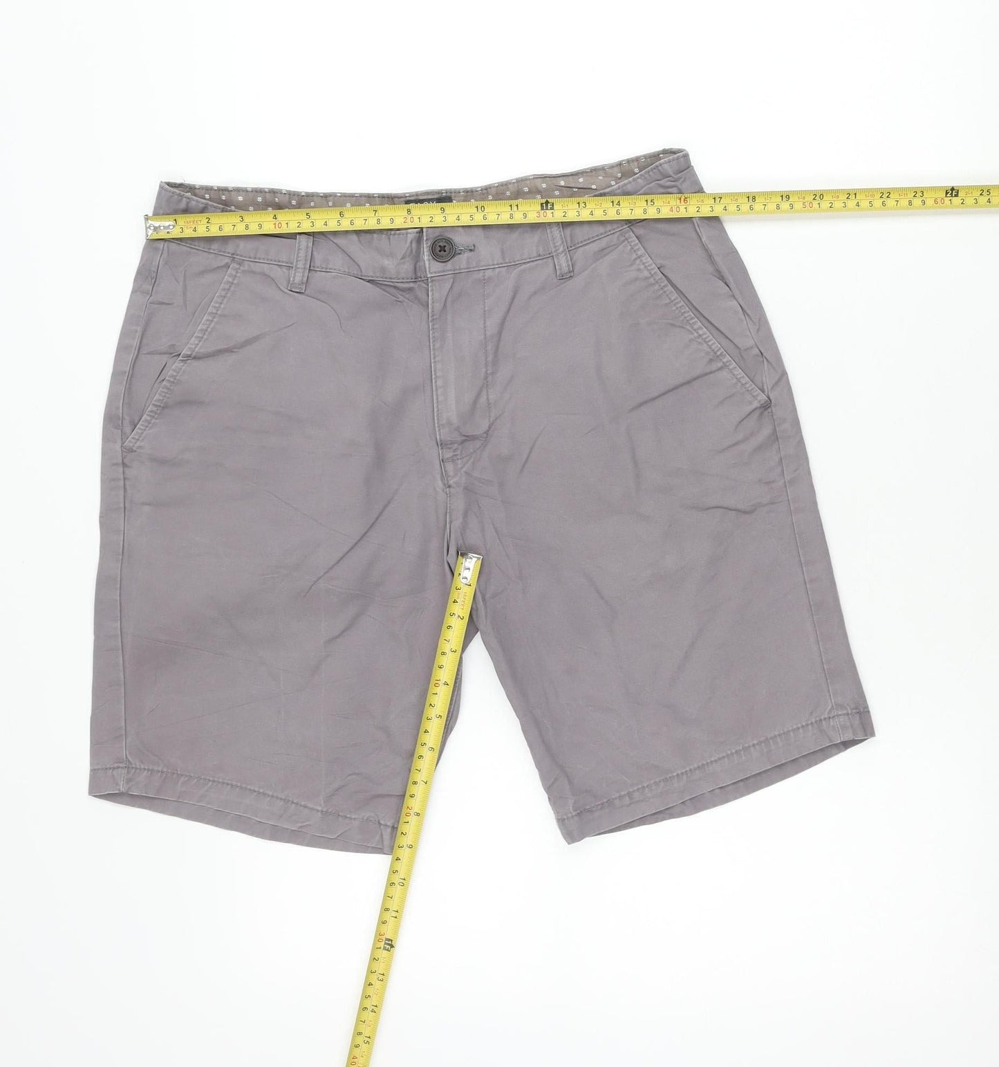 EASY Men’s Grey Chino Shorts Size 32 W Cotton Casual Summer