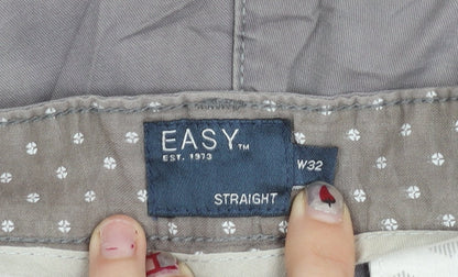 EASY Men’s Grey Chino Shorts Size 32 W Cotton Casual Summer