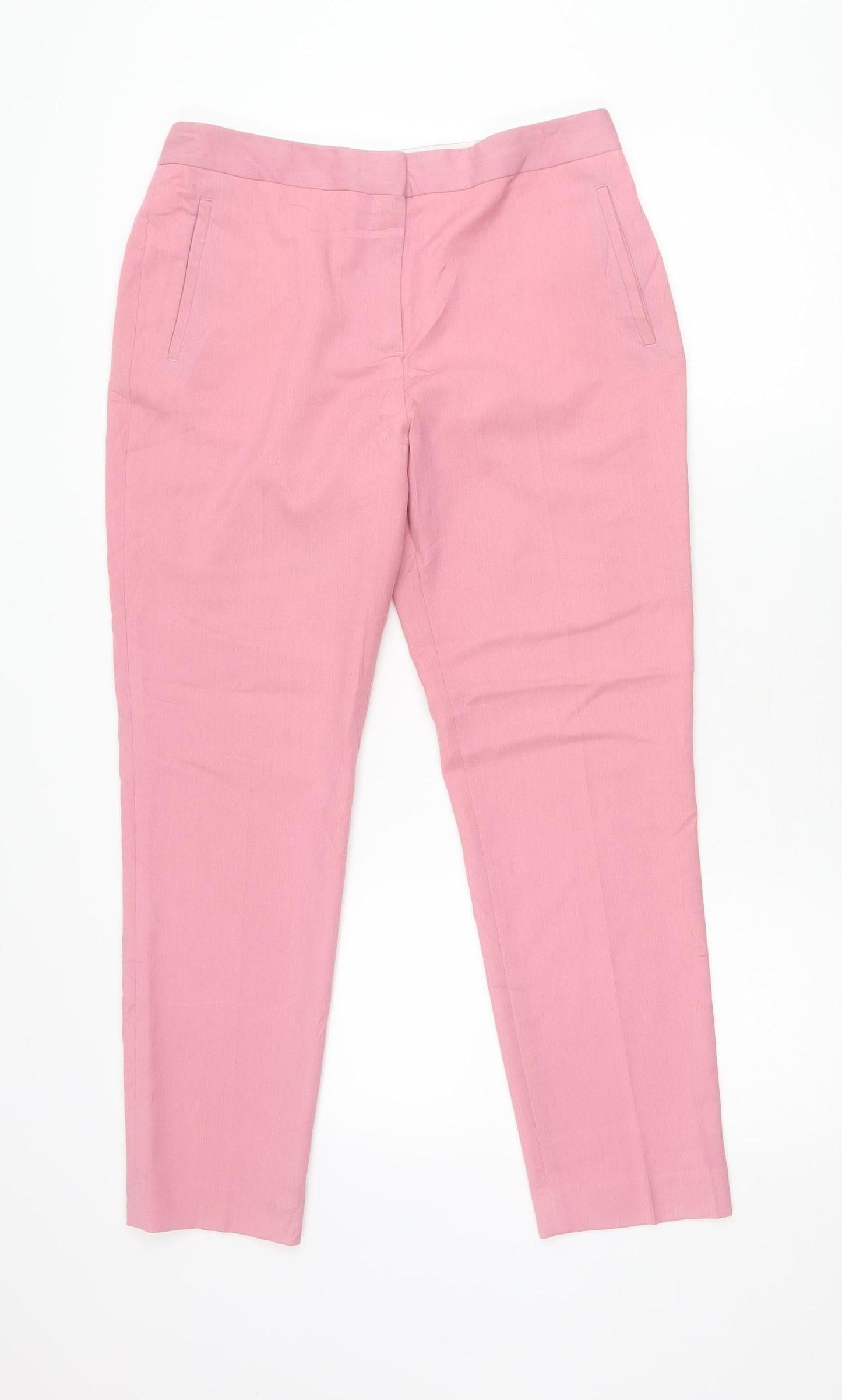 Topshop Women Pink Size 12 Slim Fit Pleated Work Trousers