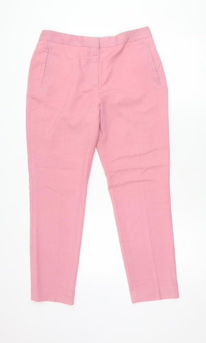 Topshop Women Pink Size 12 Slim Fit Pleated Work Trousers