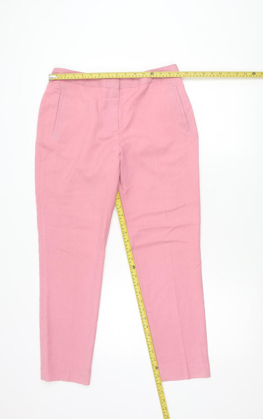 Topshop Women Pink Size 12 Slim Fit Pleated Work Trousers