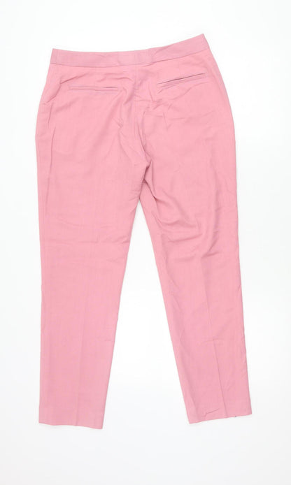 Topshop Women Pink Size 12 Slim Fit Pleated Work Trousers