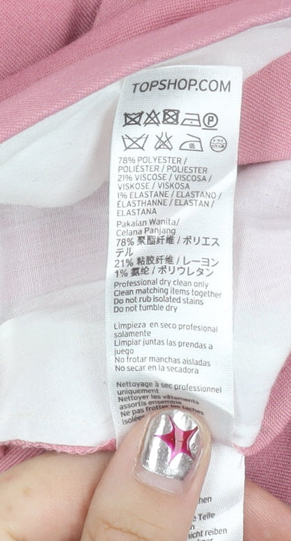 Topshop Women Pink Size 12 Slim Fit Pleated Work Trousers