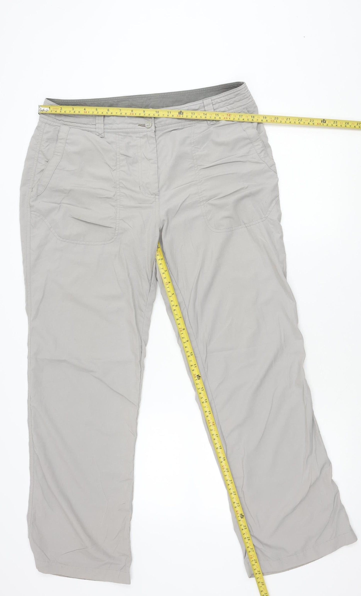 Rohan Womens Grey Cargo Travel Trousers Size 14 Short Polyamide