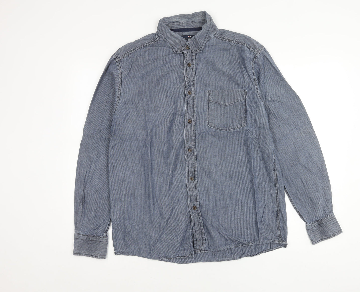Marks and Spencer Blue Harbour Men's Blue M 38-40" Denim Cotton Button-Up Shirt