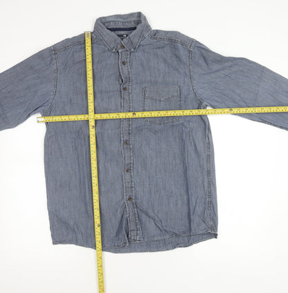 Marks and Spencer Blue Harbour Men's Blue M 38-40" Denim Cotton Button-Up Shirt