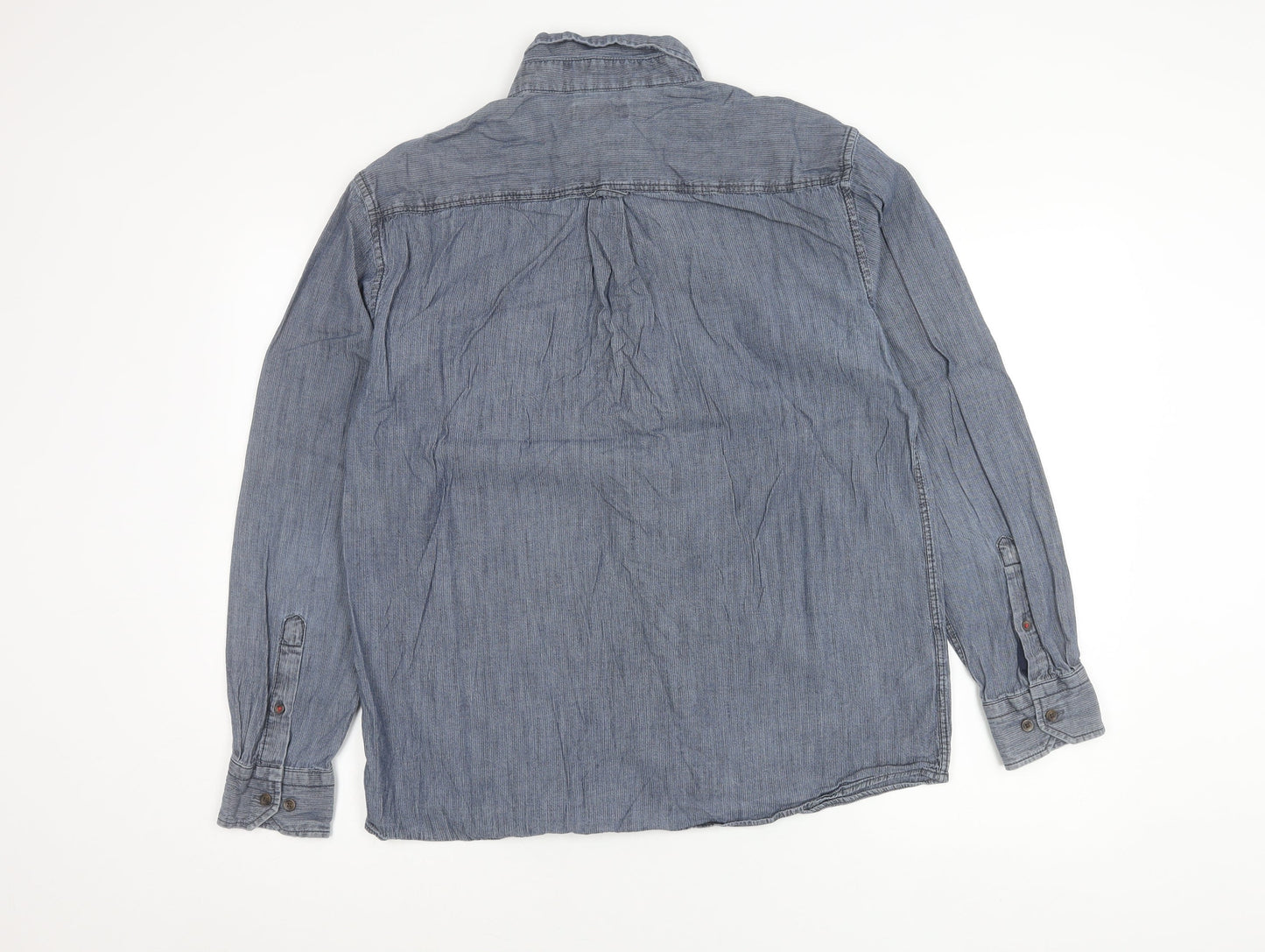 Marks and Spencer Blue Harbour Men's Blue M 38-40" Denim Cotton Button-Up Shirt