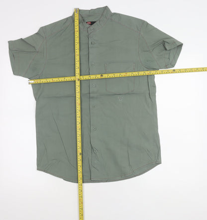 Diesel Men's Green M Regular Fit Short Sleeve Cotton Button-Up Shirt