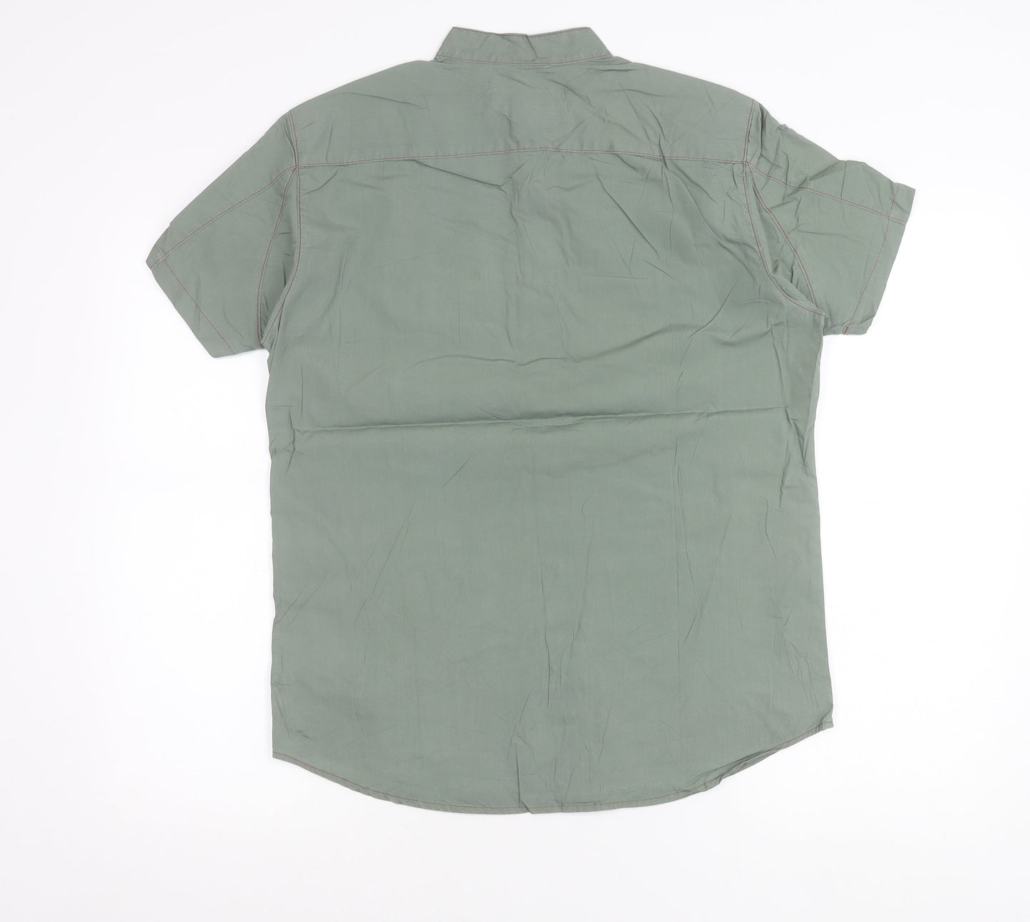 Diesel Men's Green M Regular Fit Short Sleeve Cotton Button-Up Shirt