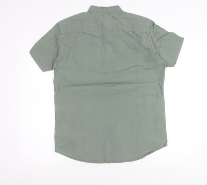 Diesel Men's Green M Regular Fit Short Sleeve Cotton Button-Up Shirt
