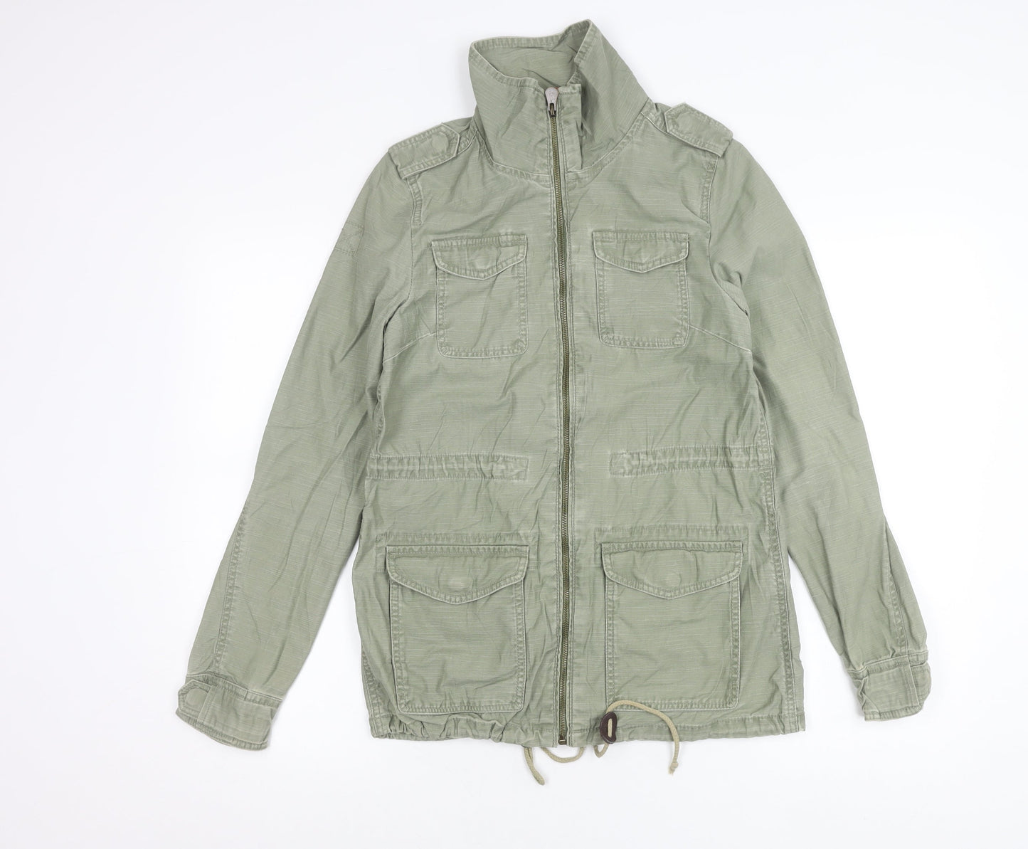 H&M Divided Women’s Green Military Jacket Size 6 Cotton Full Zip