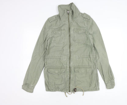 H&M Divided Women’s Green Military Jacket Size 6 Cotton Full Zip