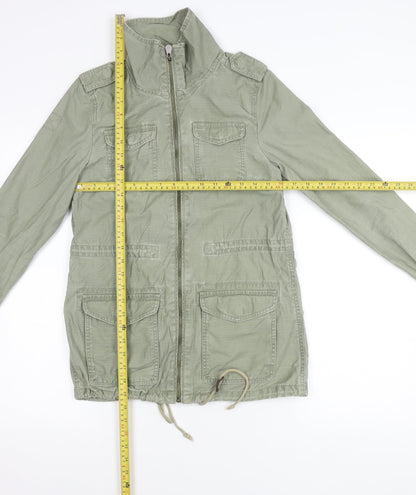 H&M Divided Women’s Green Military Jacket Size 6 Cotton Full Zip