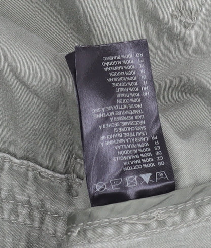H&M Divided Women’s Green Military Jacket Size 6 Cotton Full Zip