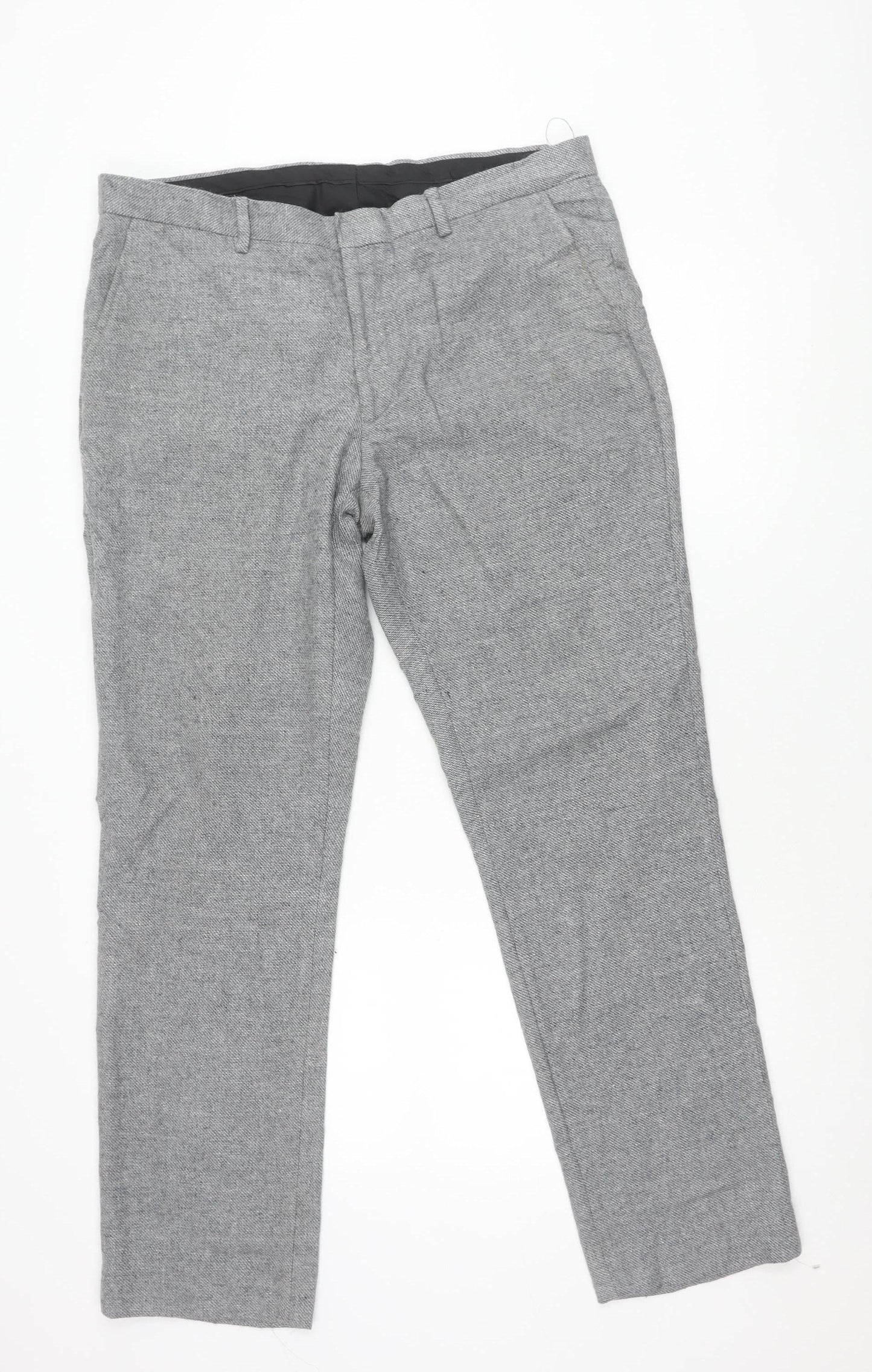 Refectory Mens Grey Wool Blend Dress Trousers Size 36 Straight Leg