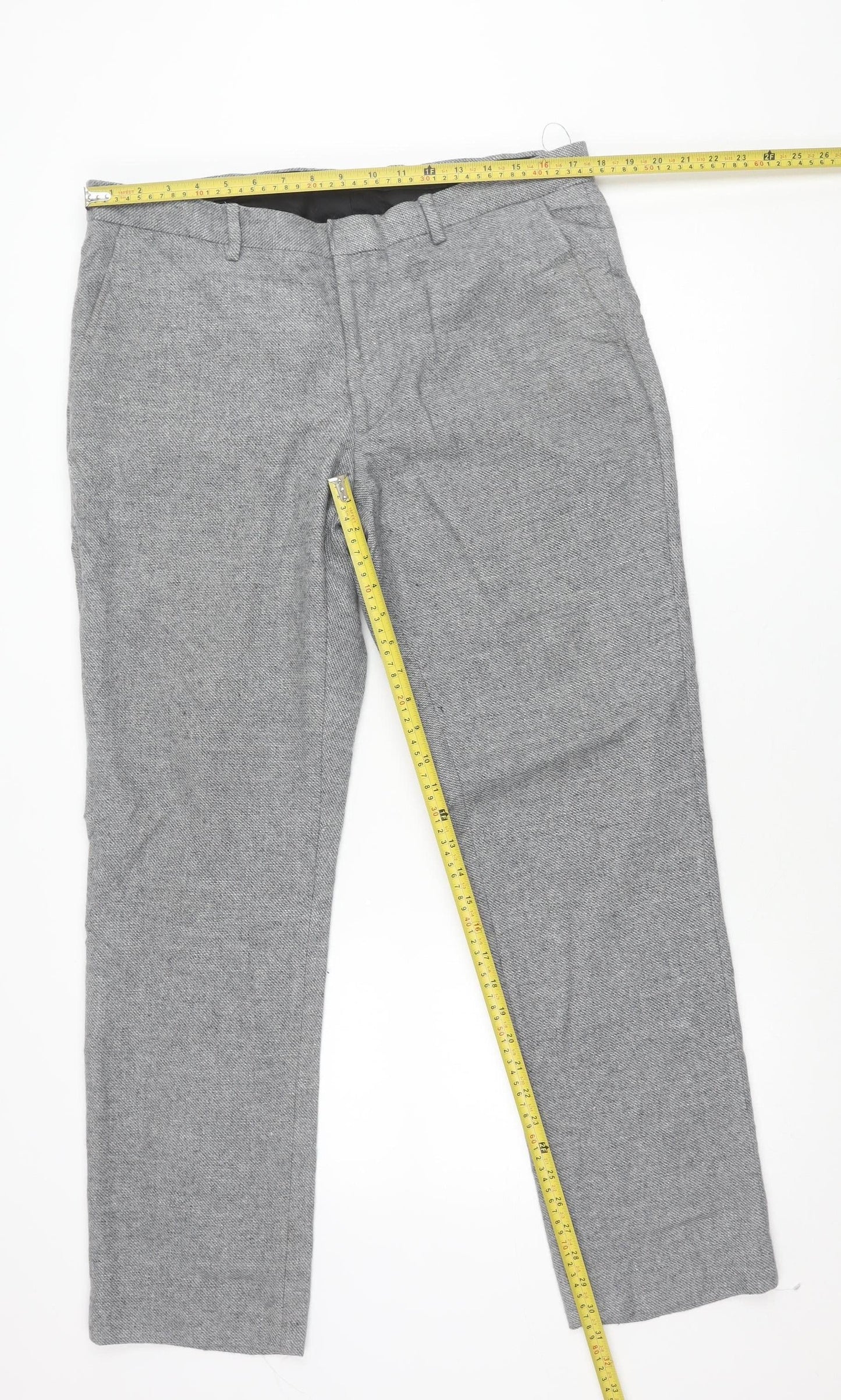 Refectory Mens Grey Wool Blend Dress Trousers Size 36 Straight Leg