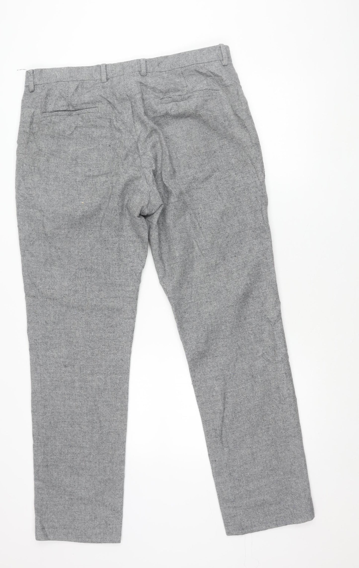 Refectory Mens Grey Wool Blend Dress Trousers Size 36 Straight Leg