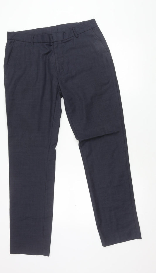 Unisex Adultss UK Size 34 Topman Regular Fit Dress Pants Blue Trousers