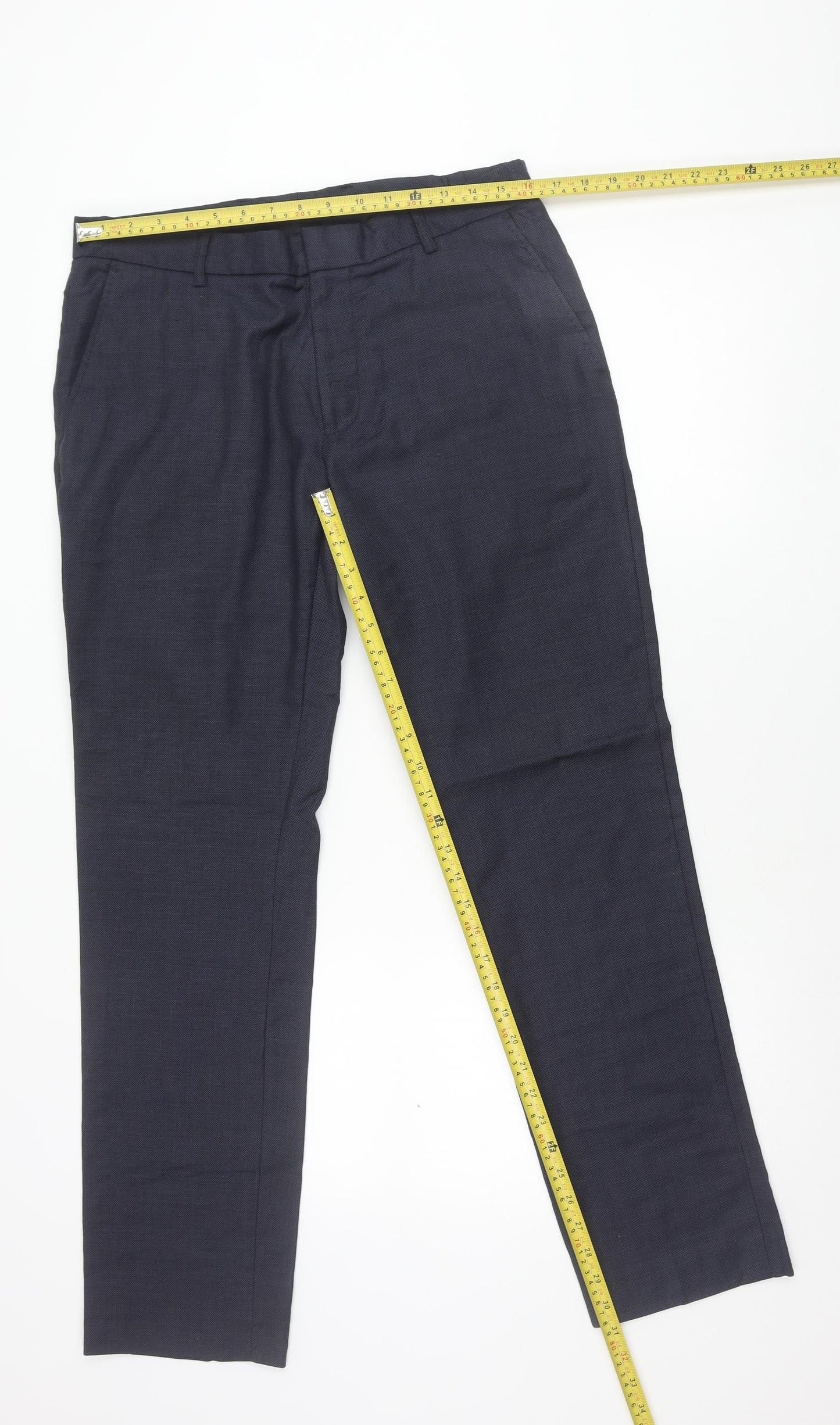 Unisex Adultss UK Size 34 Topman Regular Fit Dress Pants Blue Trousers