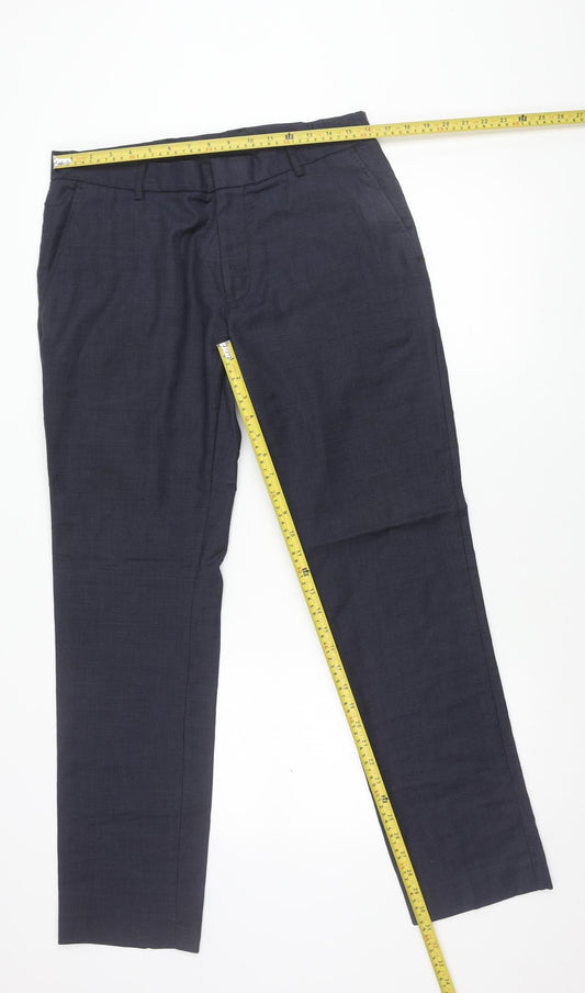 Unisex Adultss UK Size 34 Topman Regular Fit Dress Pants Blue Trousers
