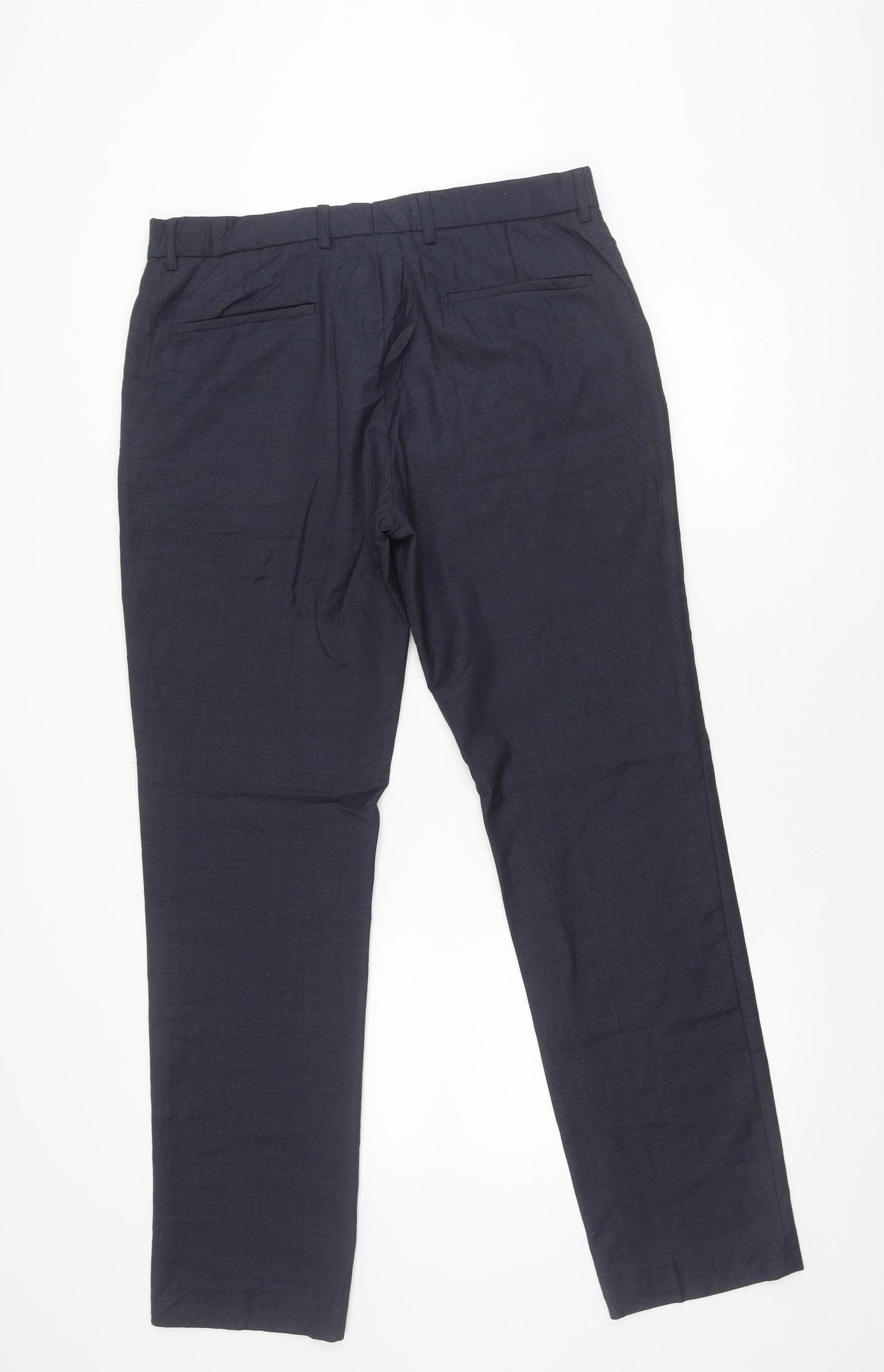 Unisex Adultss UK Size 34 Topman Regular Fit Dress Pants Blue Trousers