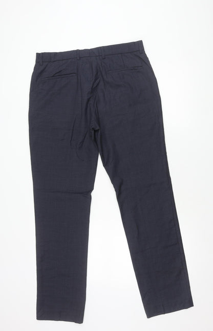 Unisex Adultss UK Size 34 Topman Regular Fit Dress Pants Blue Trousers