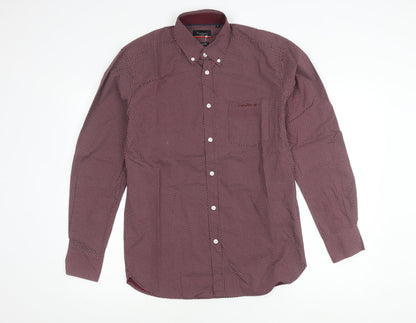 Pierre Cardin Men’s Red Geometric Long Sleeve Regular Fit Shirt S